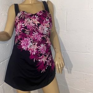 Lands' End One Piece Floral Dress Bathing Suit